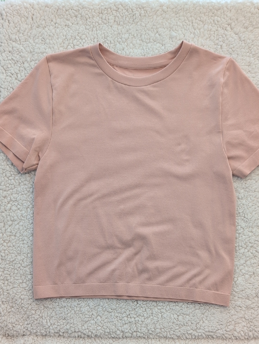 Women's Cropped Crewneck Short Sleeve Top - Blush Pink